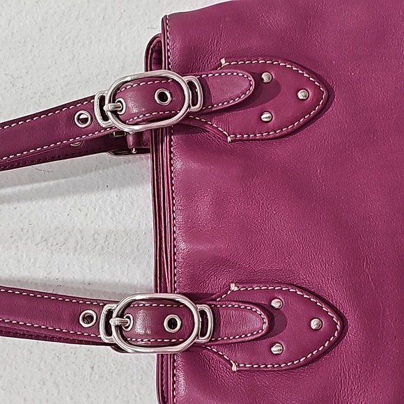 Cole Haan leather purple pink Satchel/shoulder handbag bag multiple compartments - Picture 10 of 16